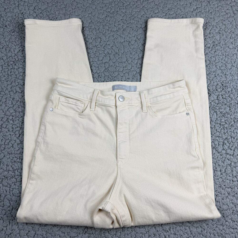 Athleta Sculptek Jeans Women's 10 Beige Yellow Stretch Denim Skinny Mid Rise